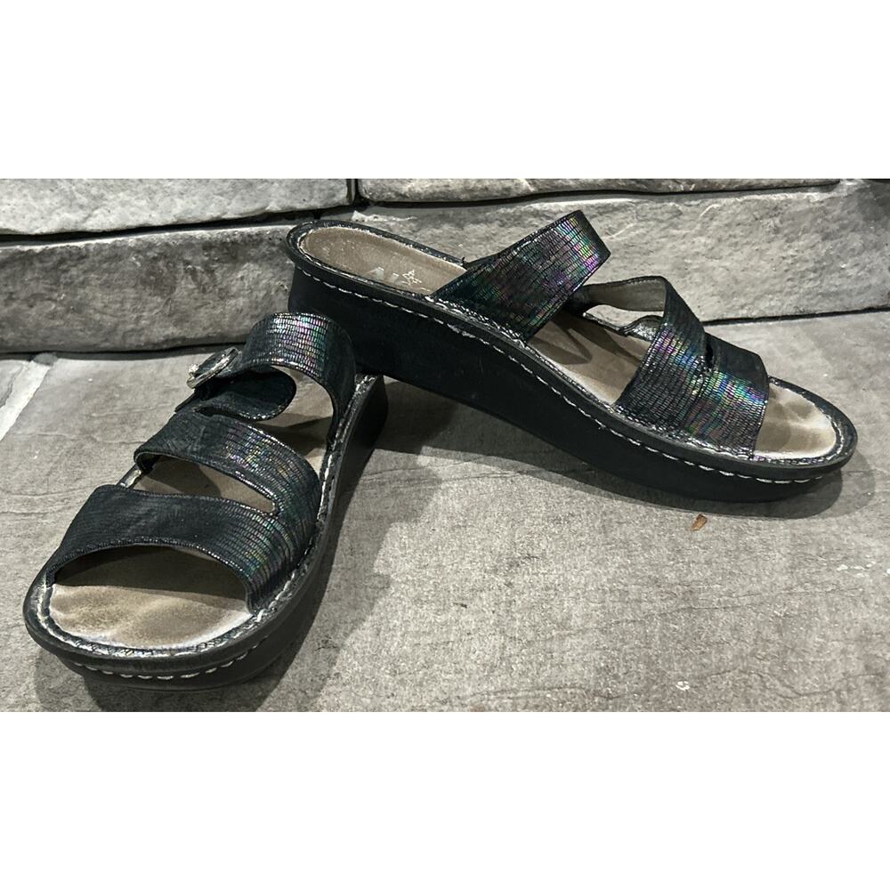 Women’s ALEGRIA Black Shimmer COLETTE Slip On Shoes Size 40 9.5 / 10 Sandals - Picture 3 of 5